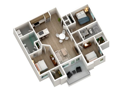 Floor plan for 3 beds, 2 baths, 1146 sqft